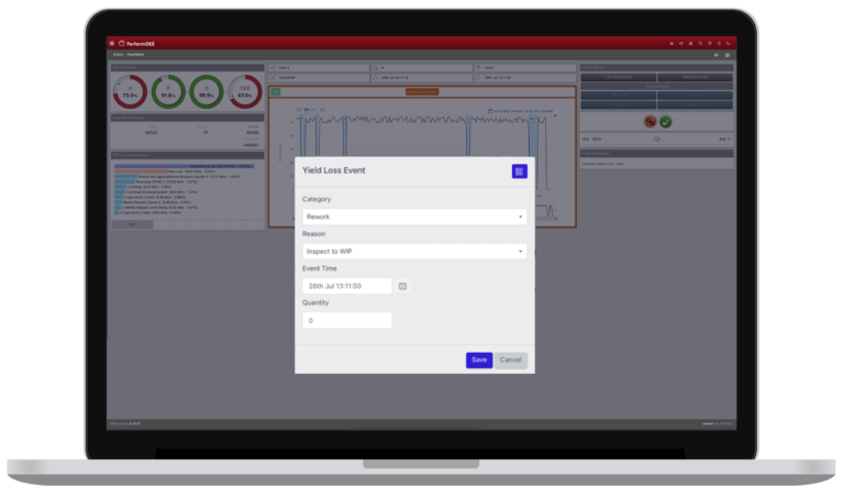 PerformOEE™ Yield Loss Event (Data Collection can also be Automated)